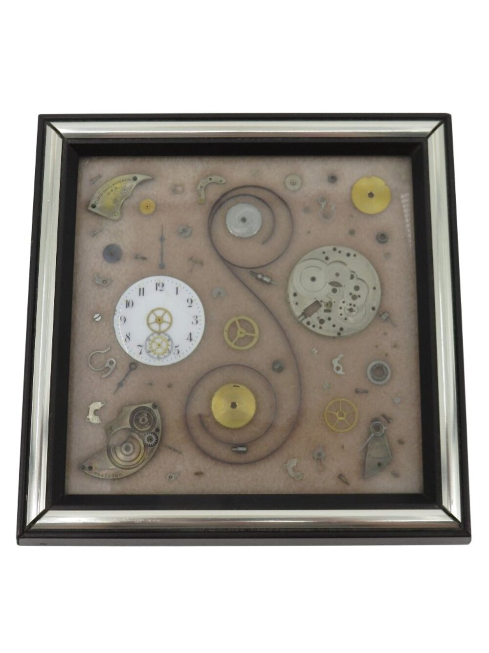 Elgin National Watch Co Pocket Watch Framed Pieces Parts Eleven Jewel 1925 Art